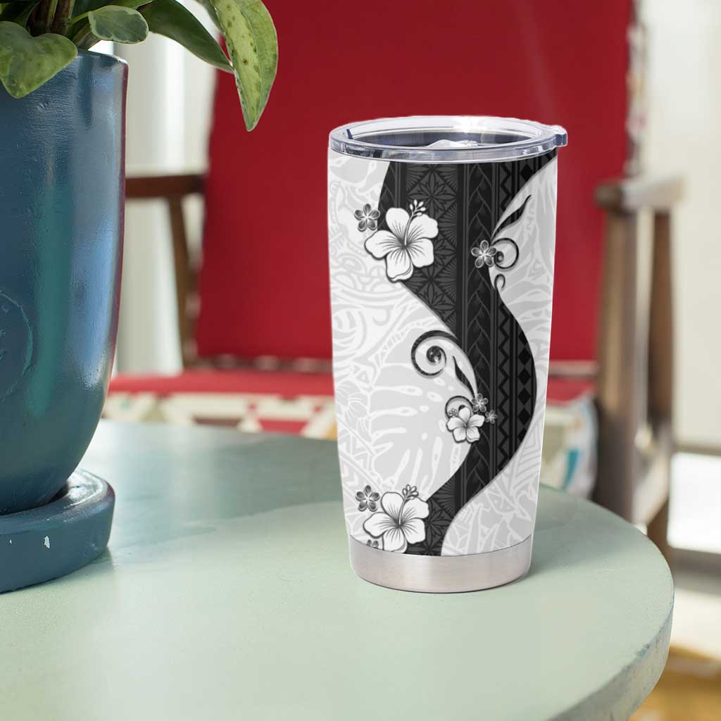 Polynesia Hibiscus Tumbler Cup White Curve Motif LT05 - Polynesian Pride