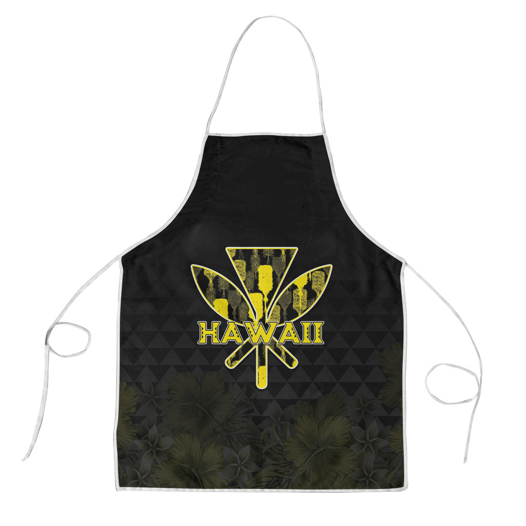 Aloha Hawaii Kahili Apron Kanaka Maoli With Kakau Pattern LT05 Black - Polynesian Pride