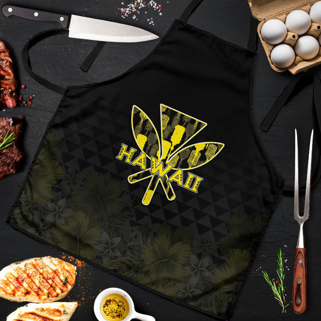 Aloha Hawaii Kahili Apron Kanaka Maoli With Kakau Pattern LT05 Black - Polynesian Pride