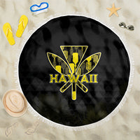 Aloha Hawaii Kahili Beach Blanket Kanaka Maoli With Kakau Pattern LT05 One Size 150cm Black - Polynesian Pride