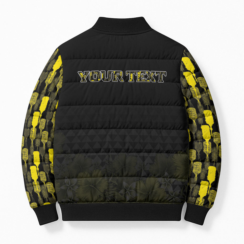 Personalised Aloha Hawaii Kahili Bomber Puffer Jacket Kanaka Maoli With Kakau Pattern LT05 - Polynesian Pride