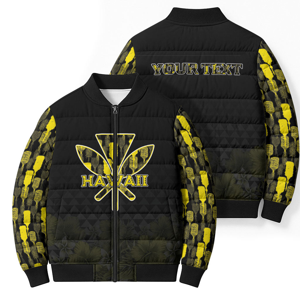 Personalised Aloha Hawaii Kahili Bomber Puffer Jacket Kanaka Maoli With Kakau Pattern LT05 - Polynesian Pride