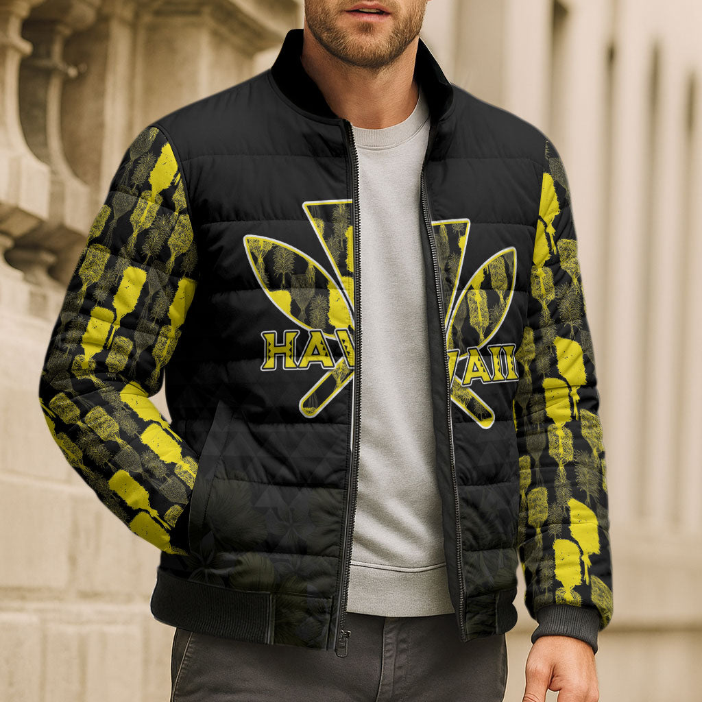 Personalised Aloha Hawaii Kahili Bomber Puffer Jacket Kanaka Maoli With Kakau Pattern LT05 - Polynesian Pride