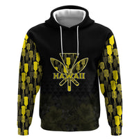 Personalised Aloha Hawaii Kahili Hoodie Kanaka Maoli With Kakau Pattern LT05 Pullover Hoodie Black - Polynesian Pride
