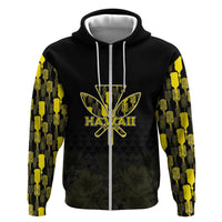 Personalised Aloha Hawaii Kahili Hoodie Kanaka Maoli With Kakau Pattern LT05 Zip Hoodie Black - Polynesian Pride