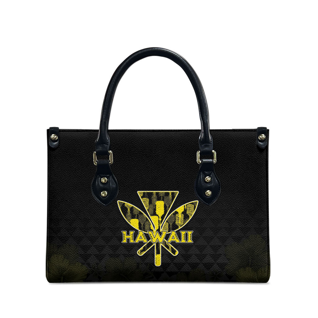 Aloha Hawaii Kahili Leather Bag Kanaka Maoli With Kakau Pattern LT05 - Polynesian Pride