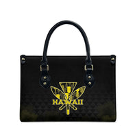 Aloha Hawaii Kahili Leather Bag Kanaka Maoli With Kakau Pattern LT05 - Polynesian Pride