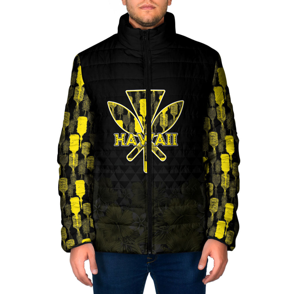 Personalised Aloha Hawaii Kahili Padded Jacket Kanaka Maoli With Kakau Pattern LT05 Men Black - Polynesian Pride