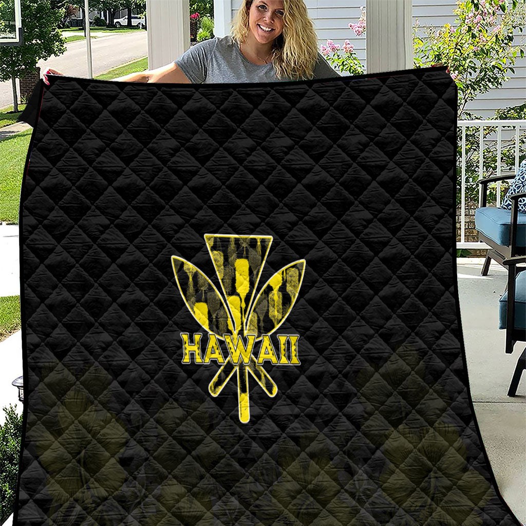Aloha Hawaii Kahili Quilt Kanaka Maoli With Kakau Pattern LT05 Black - Polynesian Pride