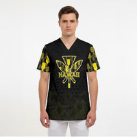 Personalised Aloha Hawaii Kahili Scrub Top Kanaka Maoli With Kakau Pattern LT05 - Polynesian Pride