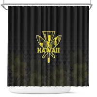 Aloha Hawaii Kahili Shower Curtain Kanaka Maoli With Kakau Pattern LT05 Black - Polynesian Pride