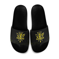 Aloha Hawaii Kahili Slide Sandals Kanaka Maoli With Kakau Pattern LT05 Black - Polynesian Pride