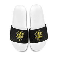 Aloha Hawaii Kahili Slide Sandals Kanaka Maoli With Kakau Pattern LT05 Black - Polynesian Pride