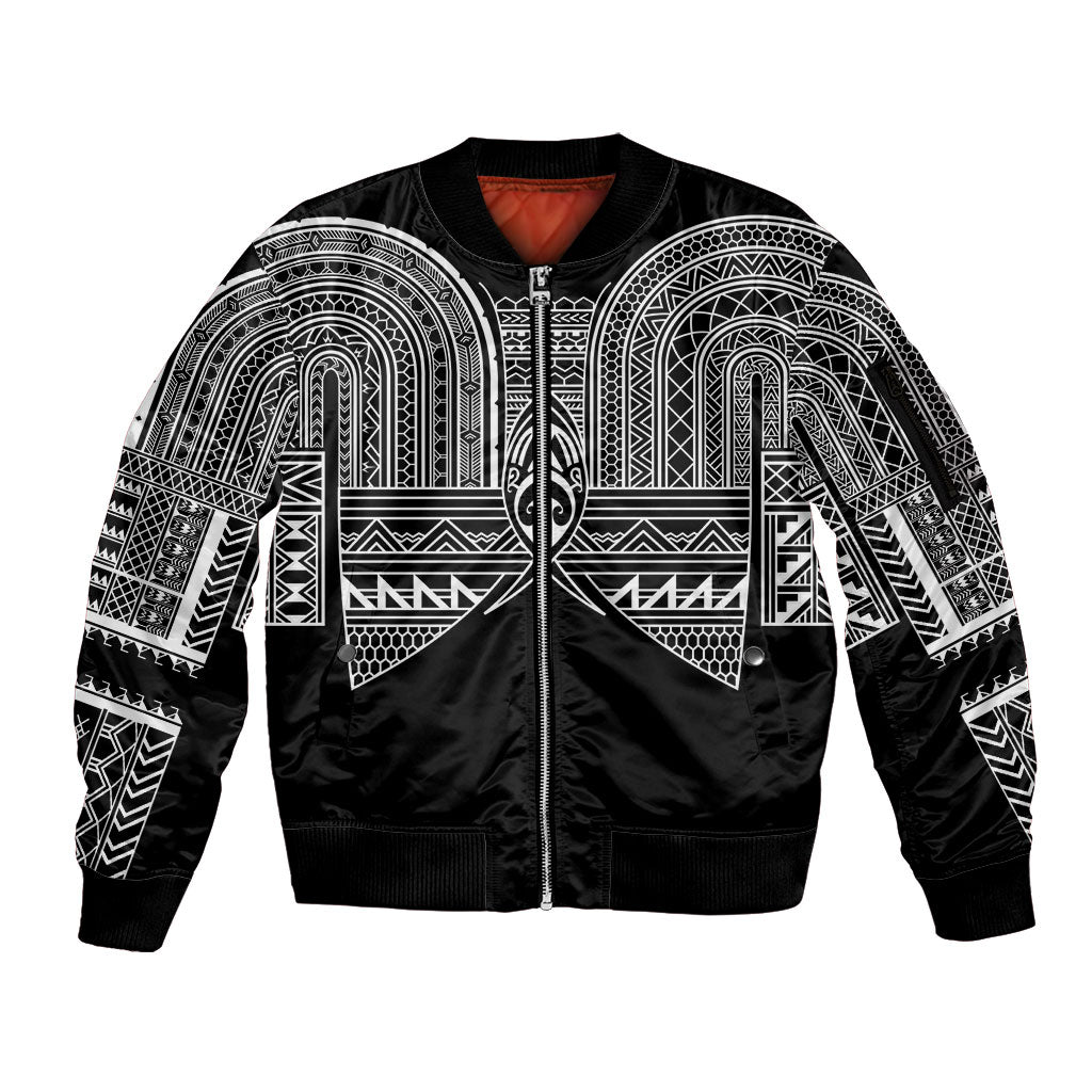 Philippines Igorot Tribal Inspired Sleeve Zip Bomber Jacket Black Version LT05 Unisex Black - Polynesian Pride