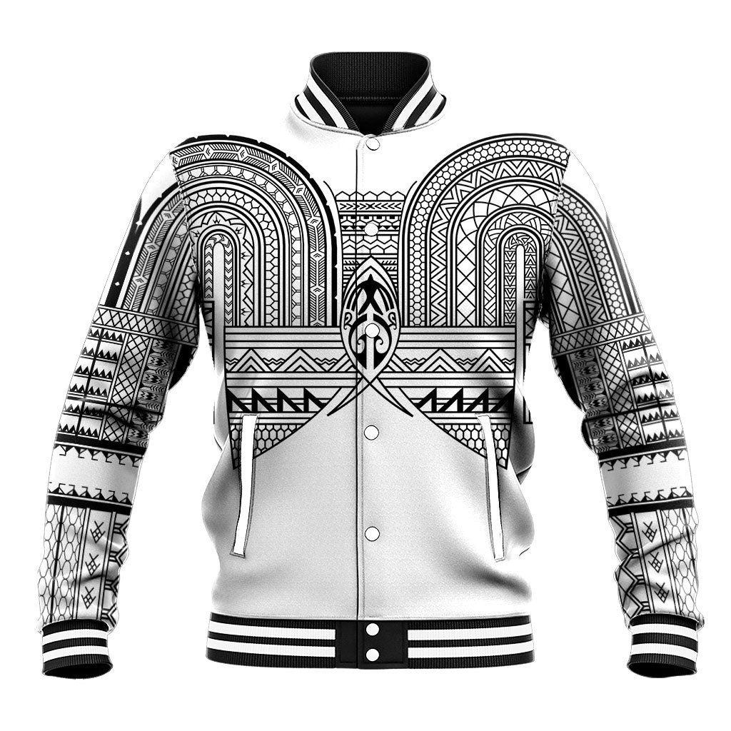 Philippines Igorot Tribal Inspired Baseball Jacket White Version LT05 Unisex White - Polynesian Pride