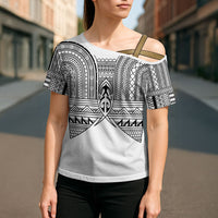 Philippines Igorot Tribal Inspired Cross Shoulder Shirt White Version LT05 - Polynesian Pride