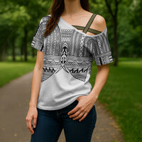 Philippines Igorot Tribal Inspired Cross Shoulder Shirt White Version LT05 - Polynesian Pride