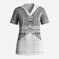 Philippines Igorot Tribal Inspired Scrub Top White Version LT05 Adult White - Polynesian Pride
