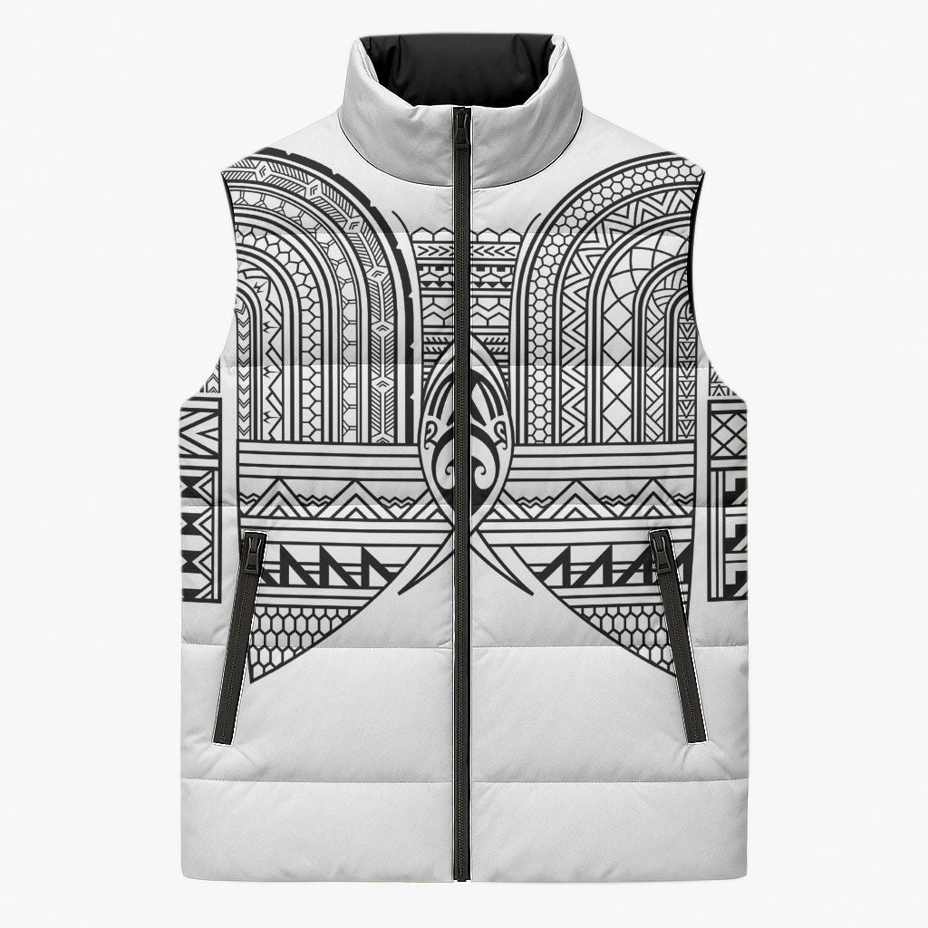 Philippines Igorot Tribal Inspired Sleeveless Puffer Jacket White Version LT05 Unisex White - Polynesian Pride