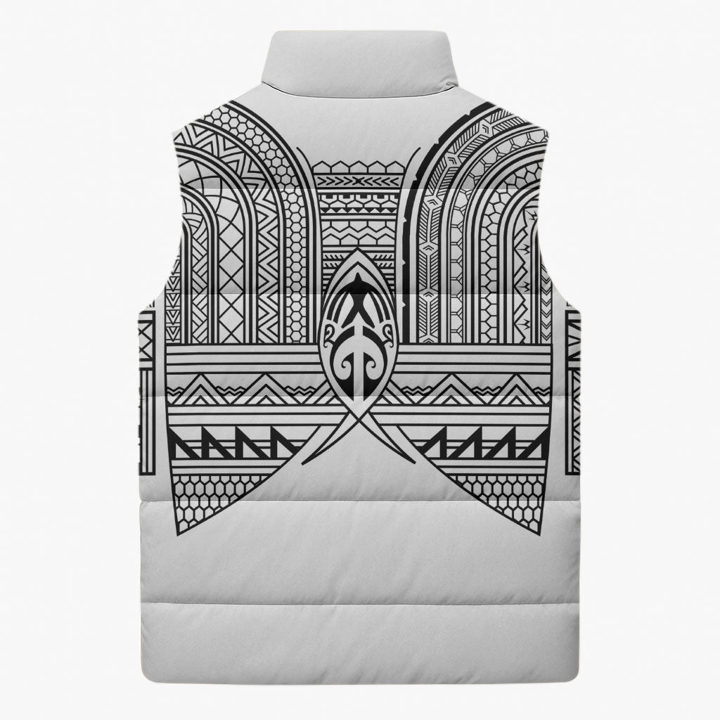 Philippines Igorot Tribal Inspired Sleeveless Puffer Jacket White Version LT05 - Polynesian Pride