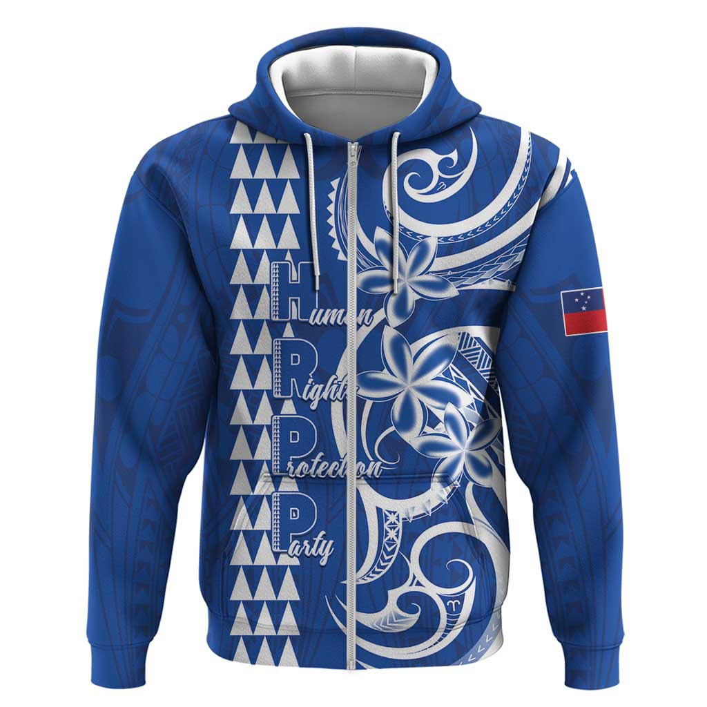 Samoa HRPP Party Hoodie Polynesian Pattern LT05 Zip Hoodie Blue - Polynesian Pride