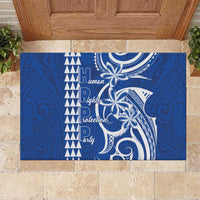 Samoa HRPP Party Rubber Doormat Polynesian Pattern LT05 Blue - Polynesian Pride