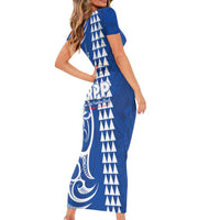 Samoa HRPP Party Short Sleeve Bodycon Dress Polynesian Pattern LT05 - Polynesian Pride