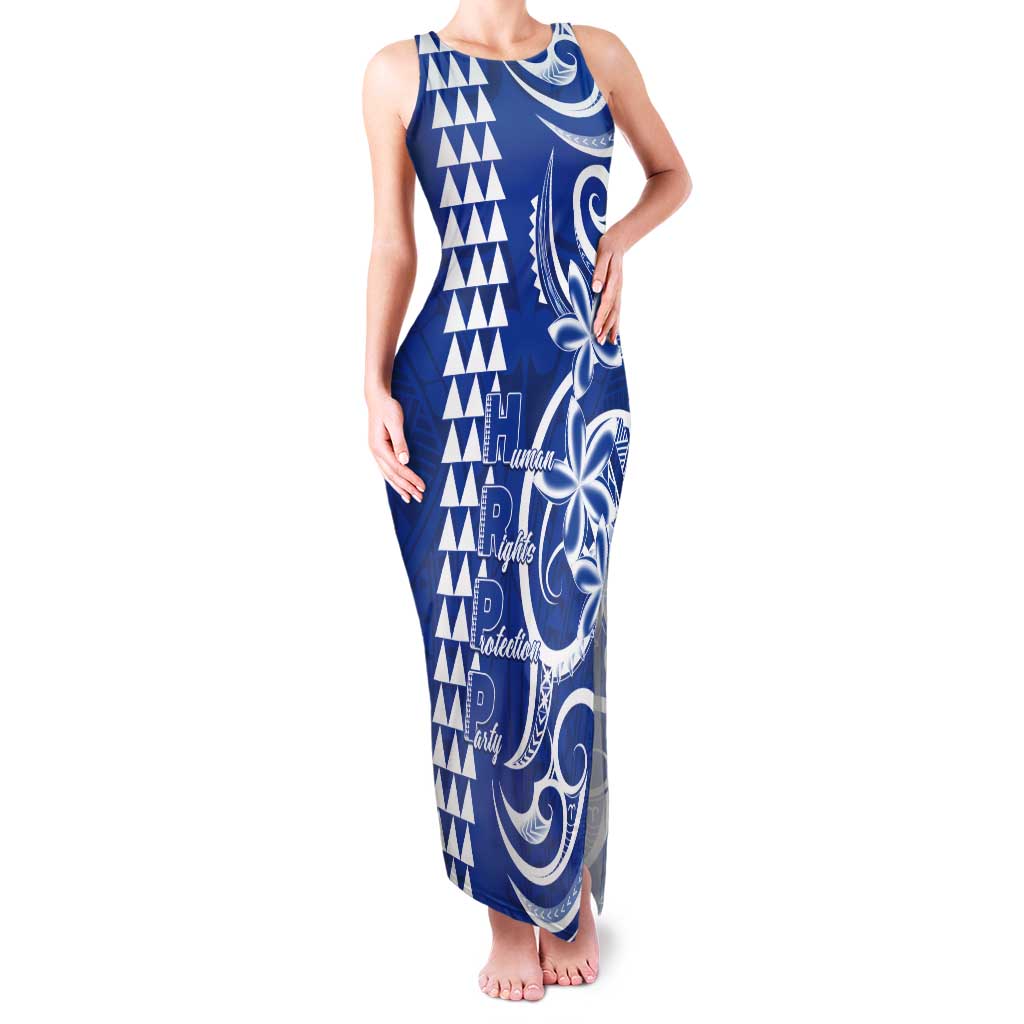 Samoa HRPP Party Tank Maxi Dress Polynesian Pattern LT05 Women Blue - Polynesian Pride