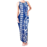Samoa HRPP Party Tank Maxi Dress Polynesian Pattern LT05 Women Blue - Polynesian Pride
