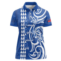 Samoa HRPP Party Women Polo Shirt Polynesian Pattern LT05 Female Blue - Polynesian Pride