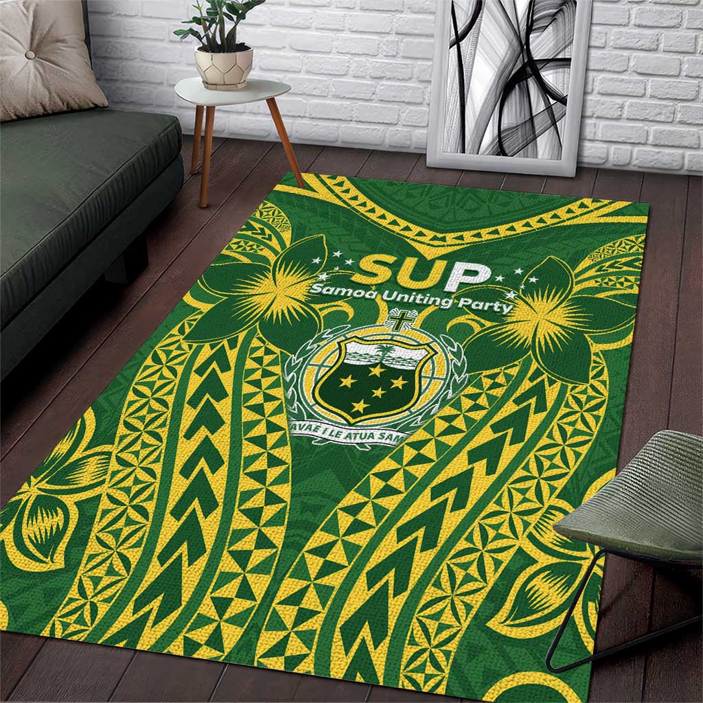 Samoa SUP Area Rug Samoan Coat Of Arms LT05 Green - Polynesian Pride