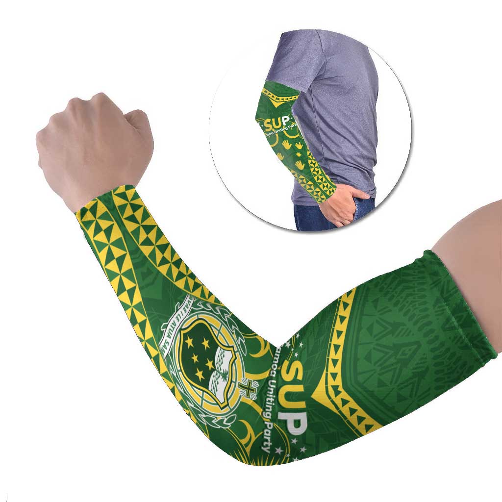 Samoa SUP Arm Sleeves Samoan Coat Of Arms LT05 Set of 2 Green - Polynesian Pride