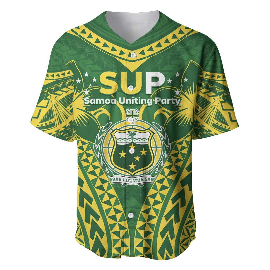 Samoa SUP Baseball Jersey Samoan Coat Of Arms LT05 Green - Polynesian Pride