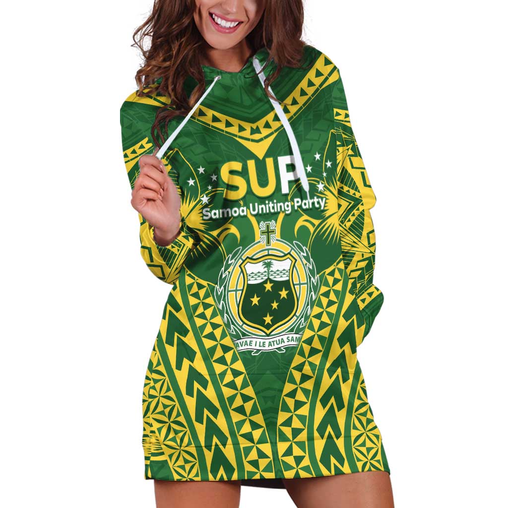 Samoa SUP Hoodie Dress Samoan Coat Of Arms LT05 Green - Polynesian Pride