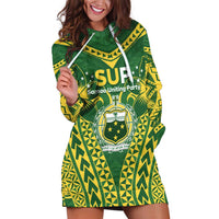 Samoa SUP Hoodie Dress Samoan Coat Of Arms LT05 Green - Polynesian Pride