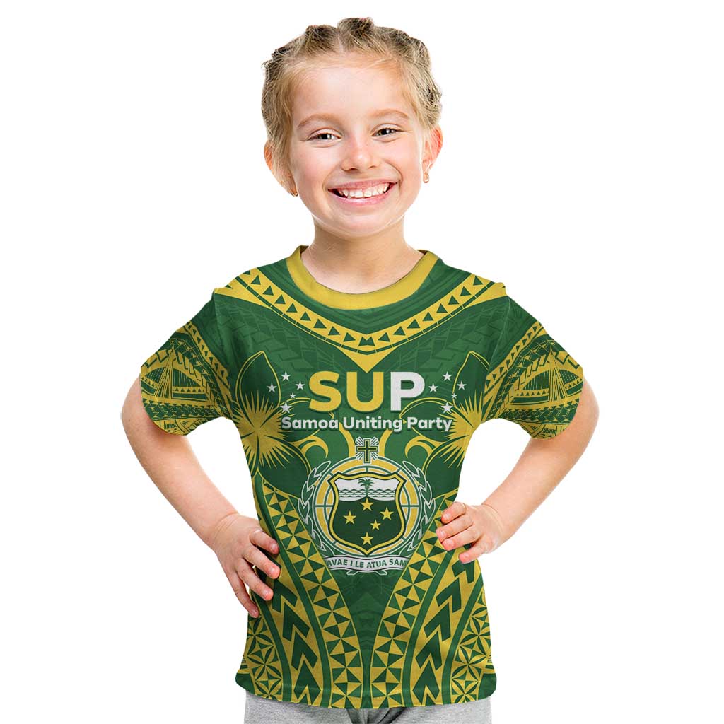 Samoa SUP Kid T Shirt Samoan Coat Of Arms LT05 Green - Polynesian Pride
