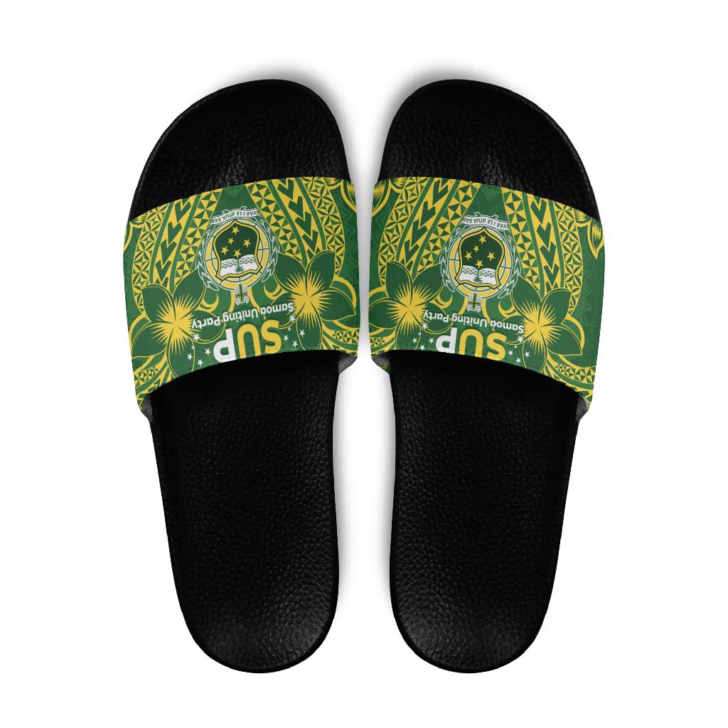 Samoa SUP Slide Sandals Samoan Coat Of Arms LT05 Green - Polynesian Pride