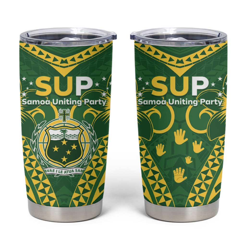 Samoa SUP Tumbler Cup Samoan Coat Of Arms LT05 Green - Polynesian Pride