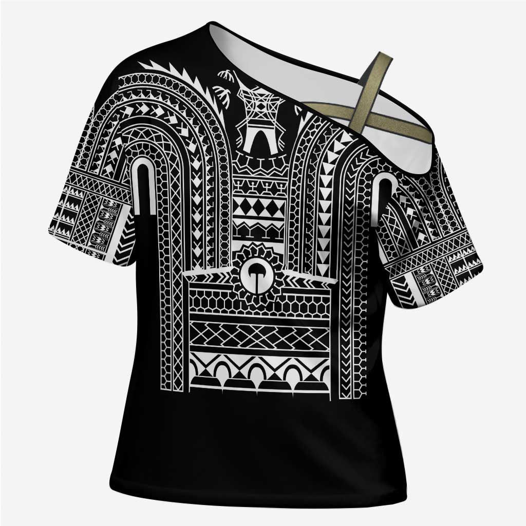Philippines Igorot Tribal Art Tattoo Black Cross Shoulder Shirt LT05 Female Black - Polynesian Pride