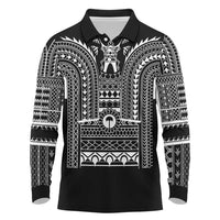 Philippines Igorot Tribal Art Tattoo Black Long Sleeve Polo Shirt LT05 Black - Polynesian Pride