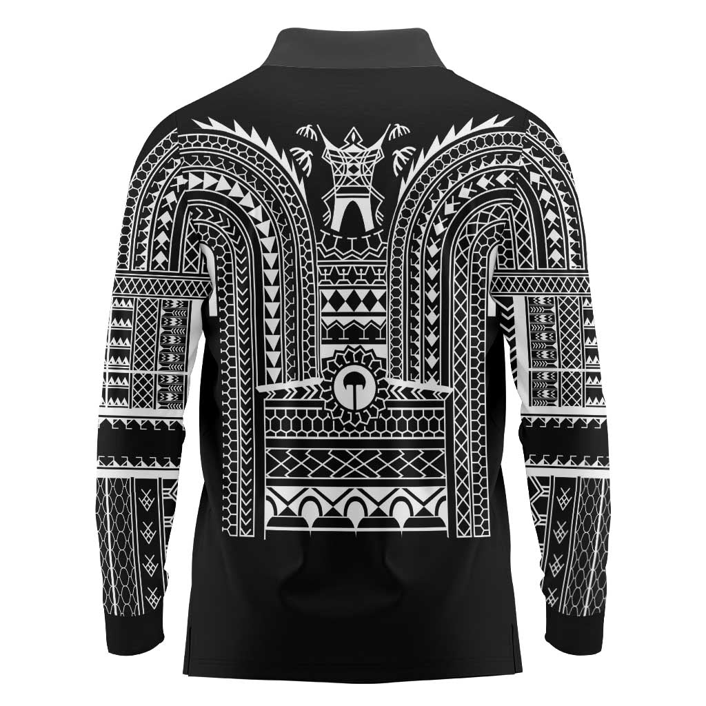 Philippines Igorot Tribal Art Tattoo Black Long Sleeve Polo Shirt LT05 - Polynesian Pride
