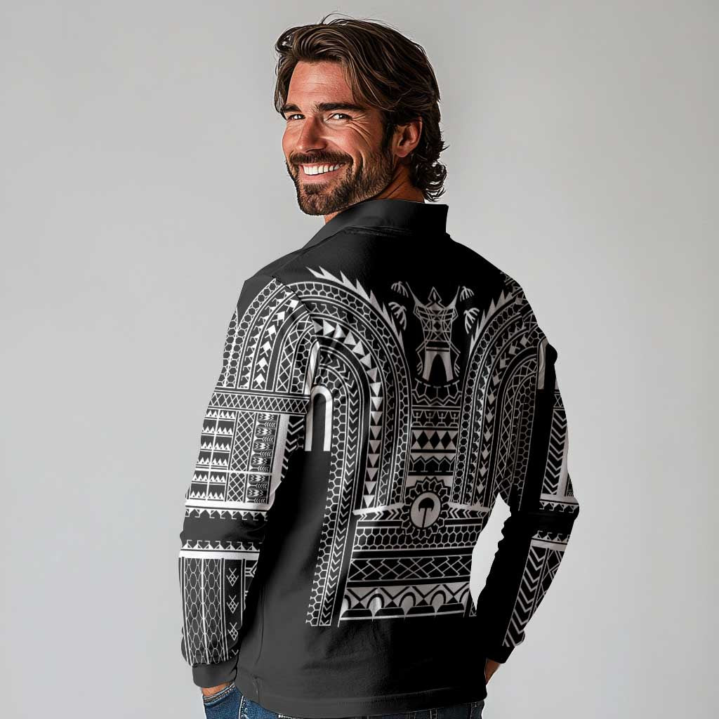 Philippines Igorot Tribal Art Tattoo Black Long Sleeve Polo Shirt LT05 - Polynesian Pride