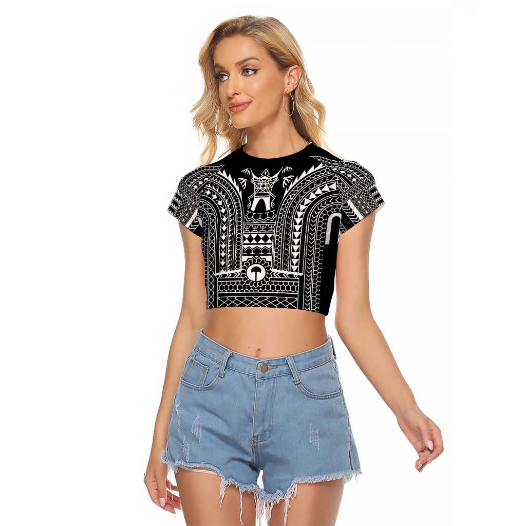 Philippines Igorot Tribal Art Tattoo Black Raglan Cropped T Shirt LT05 Female Black - Polynesian Pride
