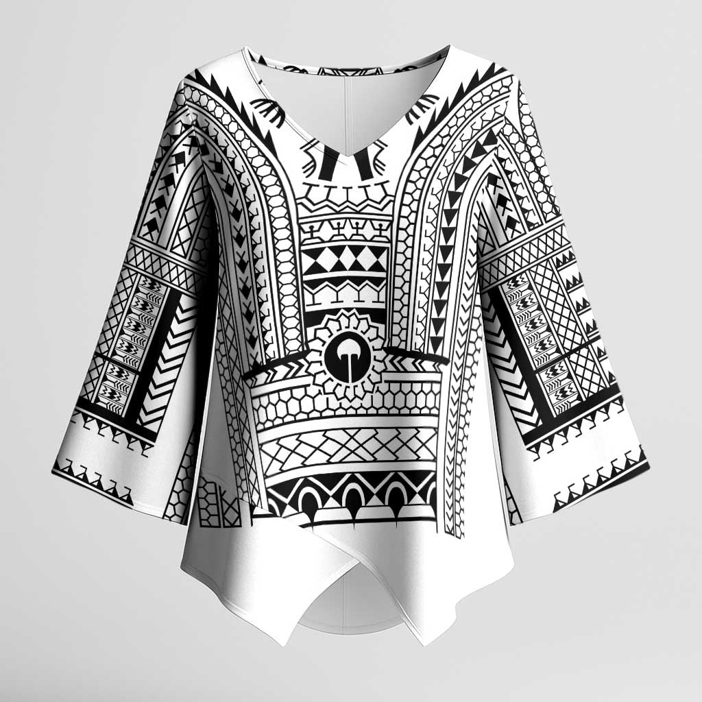 Philippines Igorot Tribal Art Tattoo White Kimono Sleeve Blouse LT05 Female White - Polynesian Pride