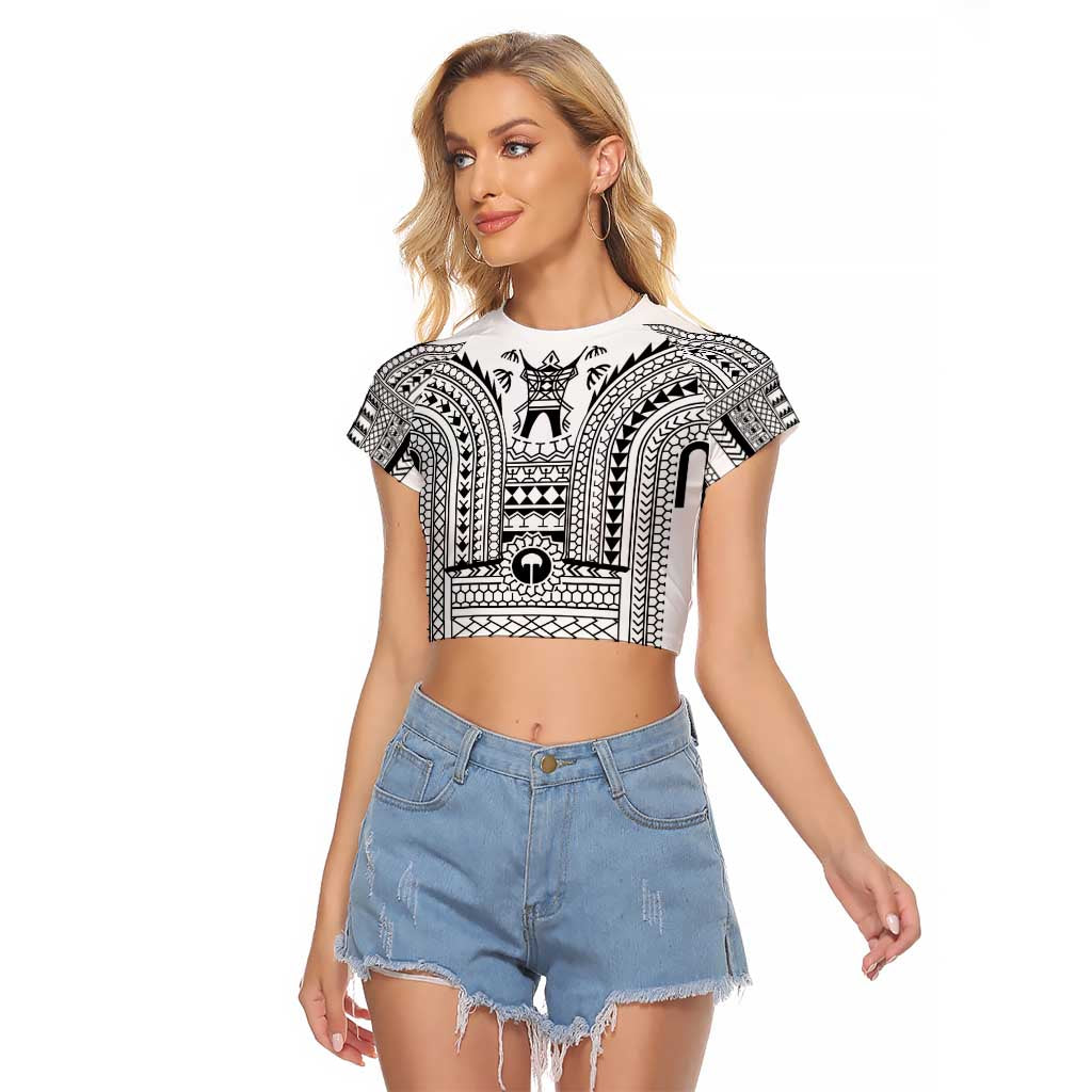 Philippines Igorot Tribal Art Tattoo White Raglan Cropped T Shirt LT05 Female White - Polynesian Pride