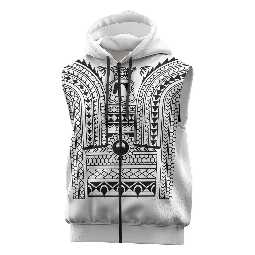 Philippines Igorot Tribal Art Tattoo White Sleeveless Zip Hoodie LT05 White - Polynesian Pride