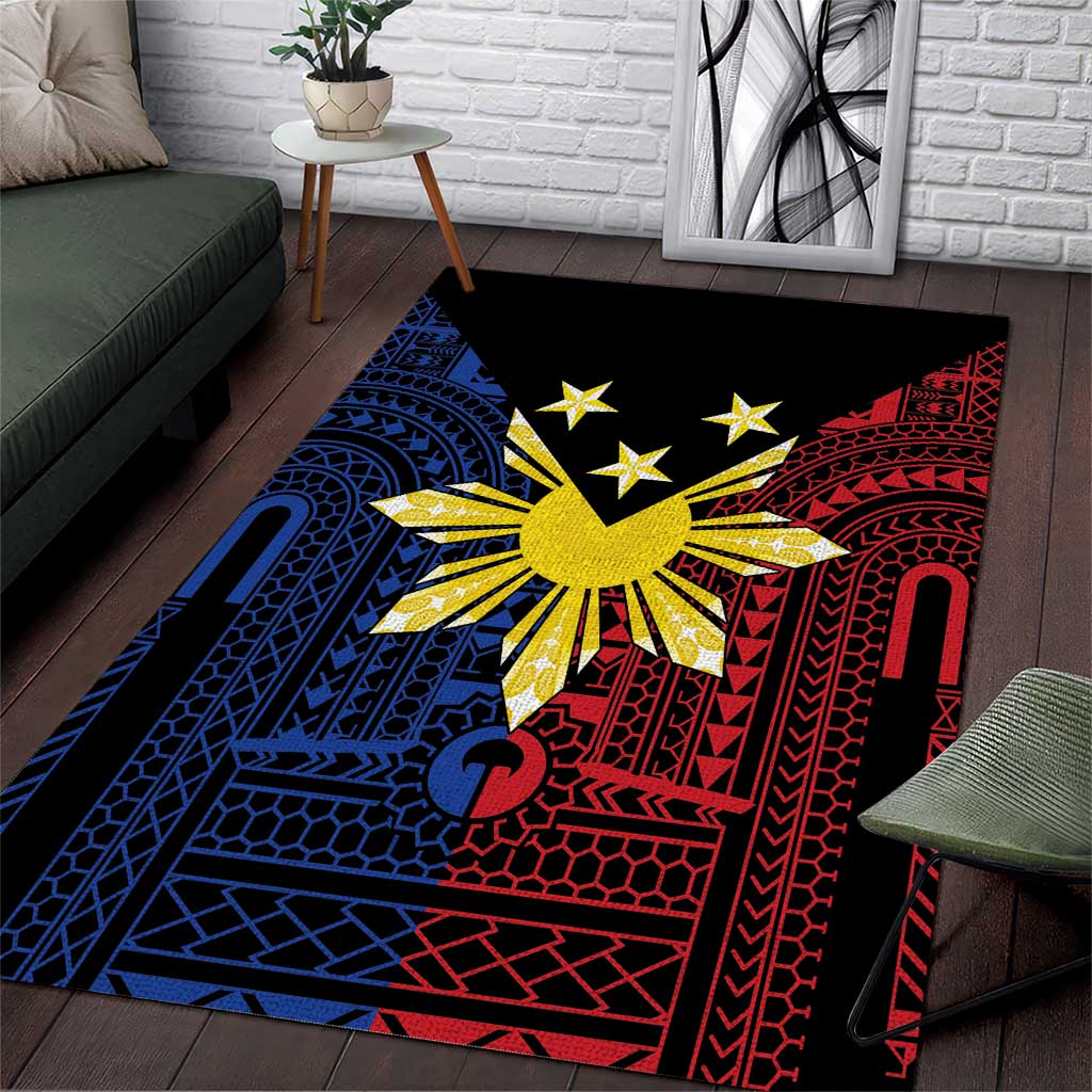 Philippines Sun Star Area Rug Igorot Tribal Inspiration LT05 Black - Polynesian Pride