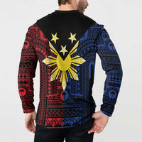 Philippines Sun Star Button Sweatshirt Igorot Tribal Inspiration LT05 - Polynesian Pride