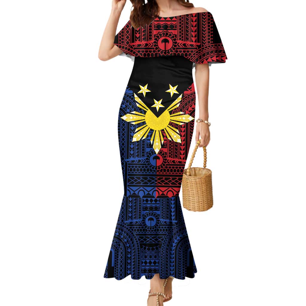 Philippines Sun Star Mermaid Dress Igorot Tribal Inspiration LT05 Women Black - Polynesian Pride