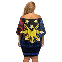 Philippines Sun Star Off Shoulder Short Dress Igorot Tribal Inspiration LT05 - Polynesian Pride